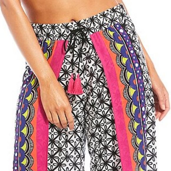 TRINA TURK NWT $120 Tanzania Scarf Cover-up Pants M L - Picture 3 of 6